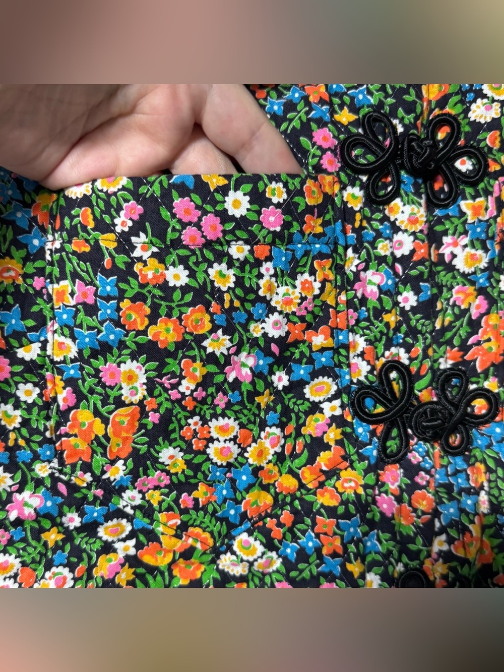 Loved One by Modern Misfits Floral Quilted Jacket Folk Art Hippie Boho Indie M - Picture 7 of 11